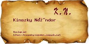 Kinszky Nándor névjegykártya
